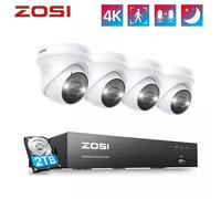 ZOSI 4K PoE Kit Vidéo Surveillance, 8MP Caméra PoE avec NVR 8CH 4K et Disque Dur 2 to, Audio Bidirectionnel et Sirène, Vision Nocturne Couleur, Détection de Personne/Véhicule, Enregistrement 24/7
