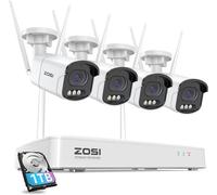 ZOSI 4MP Kit Caméra Surveillance WiFi sans Fil avec NVR 8CH 1 to HDD, Détection de Personne et Véhicule, Audio Bidirectionnel Alarme Sonore et Lumineuse, Vision Nocturne Couleur Surveillance 24/7
