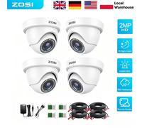 ZOSI 4Pack/2Pack Caméras de sécurité dôme HD-TVI 1080P 2MP 1920TVL intérieures/extérieures avec vision nocturne IR 80 pieds, vidéosurveillance CCTV pour la protection de la maison, enregistreur DVR 4P