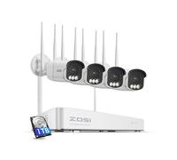 ZOSI 5MP Aurora Lux Kit Caméra de Surveillance WiFi avec 4K 8CH NVR 1TB, Alarme Sonore et Lumineuse, Détection de Personne/Véhicule