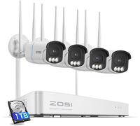 ZOSI 5MP Aurora Lux Kit Caméra de Surveillance WiFi avec 4K 8CH NVR 1TB, Alarme Sonore et Lumineuse, Détection de Personne/Véhicule