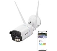 ZOSI 5MP Plug-in Caméra de Surveillance IP WiFi Extérieure 2,4 G / 5 GHz, AuroraLux Vision Nocturne en Couleur Réelle, Détection de Personne/Véhicule AI, Audio Bidrectionnel, C186A