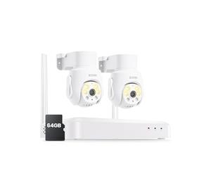ZOSI 5MP Kit Caméra de Surveillance Extérieure WiFi6, 8CH 3K NVR avec Carte Mémoire 64G Enregistrement 24/7, Plug-in Caméra IP PT Vue à 360° Détection Humaine et Suivi Auto Audio Bidirectionnel