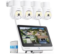 ZOSI 5MP Kit Caméra de Surveillance WiFi6 avec 12” Moniteur, NVR 8CH en 8MP avec 1TB HDD Intégré, Caméra IP Pan et Tilt Vue à 360°