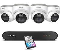ZOSI 2.5K PoE Caméra Surveillance Extérieure, 8CH 5MP NVR avec HDD 2To, Kit de Surveillance de Caméra Dôme PoE 4X 4MP avec Audio, Détection de Personne, Vision Nocturne 100ft, C220