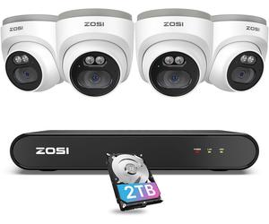 ZOSI 5MP Kit Caméra Surveillance PoE, 2.5K 8CH H.265+ NVR PoE avec 4X 4MP Caméra