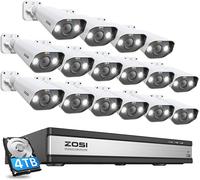 ZOSI 5MP PoE Kit Caméra de Surveillance 16pcs 5MP Caméra 16CH 4K NVR HDD de 4To