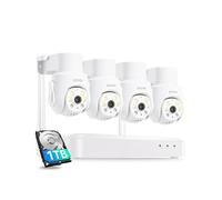 ZOSI 5MP PT 360°Kit Caméra de Surveillance WiFi 6, Détection de Personne/Animal, Audio Bidirectionne et Suivi Automatique, Vision Nocturne Couleur, Surveillance 24/7, C280