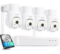 ZOSI 5MP PT 360°Kit Caméra de Surveillance WiFi 6, Détection de Personne/Véhicule/Animal, Audio Bidirectionne et Suivi Automatique