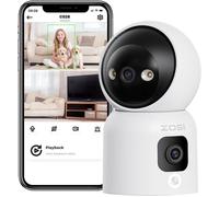 ZOSI 6MP Caméra Surveillance WiFi Intérieure avec Double Objectif, Appel Vidéo en Un Clic ou Geste OK, Pan & Tilt, WiFi 2.4/5GHz, Suivi Automatique, Détection Humaine, Vision Nocturne Couleur, C528D6