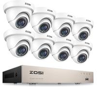 ZOSI 8CH 1080P DVR Kit Caméra de Surveillance en Blanc, Caméra Dôme pour Intérieure et Exérieure