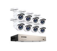 ZOSI 8CH 1080P H.265+ Kit Vidéo Surveillance DVR avec 8pcs Caméra Surveillance Extérieure 2,0MP Vision Nocturne 20m, Accès à Distance Via Smartphone, Disque Dur Non fourni