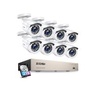 ZOSI 8CH 1080P H.265+ DVR avec Disque dur de 2 To Caméra de Surveillance Extérieur 2MP IP66 Vision Nocturne 20M Vision Nocturne 20