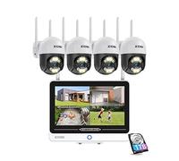 ZOSI 8CH 2K H.265+ 1To Kit Caméra de Surveillance WiFi, 5MP NVR Tout-en-Un Moniteur 12,5 Pouces, 4X Caméra IP 3MP sans Fil Extérieure, Vision Nocturne 24m Détection de Mouvement Alerte Instantanée