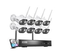 ZOSI 8CH 2K H.265+ 2TB Wireless NVR Enregistreur Vidéo Surveillance avec 8 Caméras de Surveillance sans Fil 3MP 30m Vision IR
