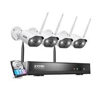 ZOSI 8CH 2K NVR H.265+ Enregistreur avec disque dur de 1 To 4pcs Caméra IP WiFi 3,0MP Kit Vidéosurveillance sans Fil Extérieur 36m Vision Nocturne IP66 APP Grauite pour Smartphone