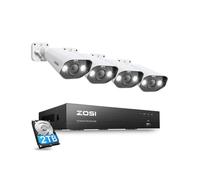 ZOSI 8CH 4K 2To PoE NVR + 8MP Caméra de Surveillance PoE, Détection Humaine, Audio Bidirectionnel et Alarme de Son et de Lumière