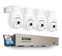 ZOSI 8CH 5MP 1TB DVR Kit Caméra de Surveillance avec Fil, 2MP Caméra Extérieure PT Vue à 360° Audio Bidirectionnel