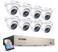 ZOSI 8CH H.265+ 1080P HD DVR 2T Disque dur 8pcs Caméra dômes 2MP Alerte Instantanée Détection de Mouvement Vision Nocturne 20