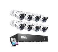ZOSI Kit vidéosurveillance 8CH H.265+ 5MP PoE – 8 caméras IP ext. IP66 36 m 2TB App gratuite