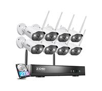 ZOSI 8CH HD 5MP 2To NVR Enregistreur Vidéosurveillance sans Fil avec 8pcs Caméra Extérieure WiFi 3MP, Alarme Sonore et Lumineuse, Audio Bidirectionnel, Alerte Instantanée par Email