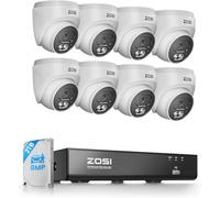 ZOSI 8MP Kit Caméra Surveillance Extérieure PoE, 4K NVR 8CH Extensible à 16CH, Audio Bidirectionnel, Vision Nocturne 30 m, Détection de Personne/Véhicule IA, 2TB Disque Dur pour Enregistrement 24/7
