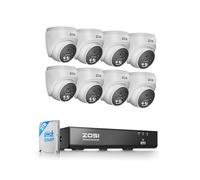 ZOSI 8MP Kit Caméra Surveillance Extérieure PoE, 4K NVR 8CH Extensible à 16CH, Détection de Personne/Véhicule IA, Audio Bidirectionnel, Vision Nocturne 30 m, 2TB Disque Dur pour Enregistrement 24/7