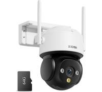 ZOSI C290 4K 8MP UHD Pan & Tilt Caméra de Surveillance WiFi Extérieure avec Carte Mémoire 64GB et Vue à 360°, Détection IA Visage/Véhicule, Suivi Automatique, Vision Nocturne, Audio Bidirectionnel