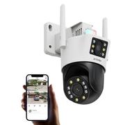 ZOSI C298 Caméra de vidéosurveillance WiFi 4 MP pour l'extérieur, Double Objectif Double Vue, caméra de sécurité sans Fil, Vision Nocturne en Couleur, Suivi Automatique, détection Personne/véhicule