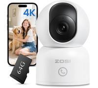 ZOSI C518 Caméra Intérieure 4K 8MP pour Maison avec Carte Mémoire 64Go, Pan/Tilt Vue 360° Détection de Personne/Visage/Animal, Audio Bidirectionnel, Caméra de Sécurité WiFi Double Bande 2,4G/5G