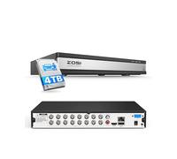 ZOSI DVR Hybride 4-en-1 16 Canaux 1080P avec Disque Dur 4To, Détection IA | DVR 16ch 4-en-1 compatible TVI/AHD/CVI/CVBS HDD 4To 1080P, détection IA, visionnage distant, zones mouvement personnalisées