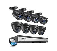 ZOSI FHD 1080p Kit Caméra de Surveillance, 16CH DVR Enregistreur avec 2TB HDD, 8 X Caméra de Sécurité Extérieure 2MP, Alerte Instantanée, Détection de Mouvement, App Gratuit, Accès à distance