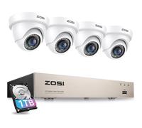 ZOSI H.265+ Kit Vidéo Surveillance avec 8CH H.265+ 5MP Lite DVR et Disque Dur 1 to, 4 Caméra de Surveillance Extérieure IP66, Détection de Mouvement et Alerte Instantanée Accès à Distance