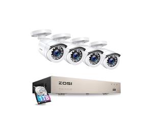 ZOSI H.265+ 8CH 5MP Lite DVR 1TB Kit Vidéo Caméra Extérieure 1980TVL IP66 | Détection IA Personne et Véhicule Alerte Instantanée via APP Gratuie Enregistrement 24/7 Vision Nocturne 24m Angle de Vue 90°