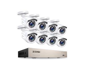 ZOSI H.265+ 8CH 5MP Lite DVR avec 8X Caméra de Surveillance Extérieure IP66, Kit Vidéo Surveillance avec Détection de Mouvement et Alerte Instantanée, Accès à Distance, Disque Dur Non Fourni
