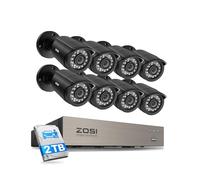 ZOSI H.265+ Kit Caméra Surveillance Extérieure 1080p IP66 DVR 8CH 2To