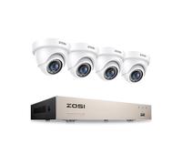 ZOSI H.265+ Kit Vidéo Surveillance 8CH 5MP Lite DVR Enregistreur avec 4 Caméra de Surveillance Extérieure 1080p, Détection de Mouvement et Aerte Instantanée, sans Disque Dur
