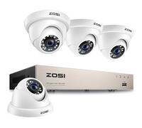 ZOSI HD TVI H.265+ 8CH 1080p DVR Enregistreur avec 4pcs Caméra de Surveillance 2MP Maison Sécurité Accès à distance Sans dique dur