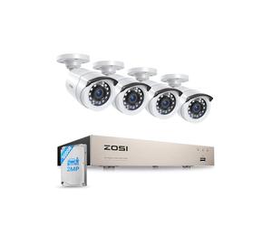 ZOSI Kit Caméra de Surveillance Extérieure Filaire 1080P avec DVR 8CH 500G | Détection de Personnes/Véhicules, Vision Nocturne IR 24m, Angle de Vue 90°, Alerte Instantanée via APP gratuite