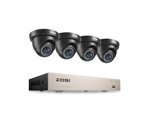 ZOSI Kit Caméra de Surveillance Filaire 8CH 5MP DVR, Caméra Dôme Extérieure, Détection Humaine/Véhicule, Vision Nocturne 24m,Enregistrement 24/7 & Alerte Instantanée, Noir