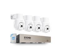ZOSI Kit Caméra de Surveillance Filaire 8CH 5MP DVR, Caméra Dôme Extérieure PTZ 360°, Détection Humaine/Véhicule, Vision Nocturne 20m, HDD 500Go Enregistrement 24/7 & Alerte Instantanée, Blanc