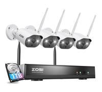 ZOSI 2K 8CH 1TB NVR Kit Camera Surveillance sans Fil, 3MP Caméra WiFi Extérieure, Détection de Personnes, Alarme Sonore et Lumineuse, Vision Nocturne Couleur, Accès à Distance, Enregistrement 24/7