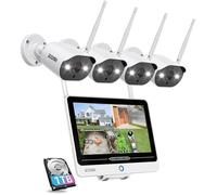 ZOSI Kit Camera de Surveillance WiFi, 12,5” Moniteur 1TB 8CH 2K NVR avec 3MP Caméra sans Fil, Audio Bidirectionnel, Alarme Sonore