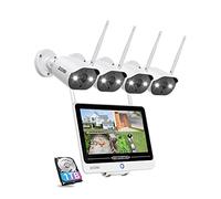 ZOSI Kit Camera de Surveillance WiFi, 12,5” Moniteur 1TB 8CH 2K NVR avec 3MP Caméra sans Fil, Audio Bidirectionnel, Alarme Sonore et Lumieuse, Vision Nocturne Couleur, Détection de Mouvement