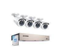 ZOSI Kit Surveillance Extérieur H.265+, 8CH DVR 500GB avec Caméras 1080p IP66, Enregistrement Continu 24/7, Détection Intelligente Personne/Véhicule, Alerte Push, Application Gratuite