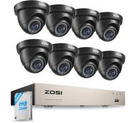 ZOSI Kit Vidéo Surveillance 1080P 8CH DVR 500GB + 8 Caméras Dôme Intérieur/Extérieur Filaires pour Maison, Garage, Détection Intelligente, Vision Nuit 24m