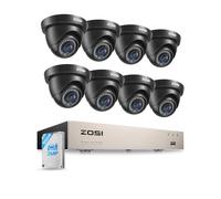 ZOSI Kit Vidéo Surveillance 1080P 8CH DVR 500GB + 8 Caméras Dôme Intérieur/Extérieur Filaires pour Maison, Garage, Détection Intelligente, Vision Nuit 24m