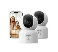 ZOSI Pack 2 Caméra Intérieure 4K 8MP WiFi 2,4G/5G avec Carte Mémoire 64Go