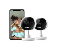 ZOSI Pack 2 Plug-in Caméra Surveillance Intérieure WiFi, Connexion Rapide Via WiFi, Détection de Personne, Audio Bidirectionnel, Vision Nocturne, Stockage sur Carte/Cloud, Fonctionne avec Alexa, C688