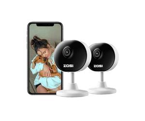 ZOSI Pack 2 Plug-in Caméra Surveillance Intérieure WiFi, Connexion Rapide Via WiFi, Détection de Personne, Audio Bidirectionnel, Vision Nocturne, Stockage sur Carte/Cloud, Fonctionne avec Alexa, C688